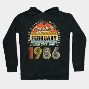 Awesome Since February 1986 Vintage 37th Birthday Hoodie